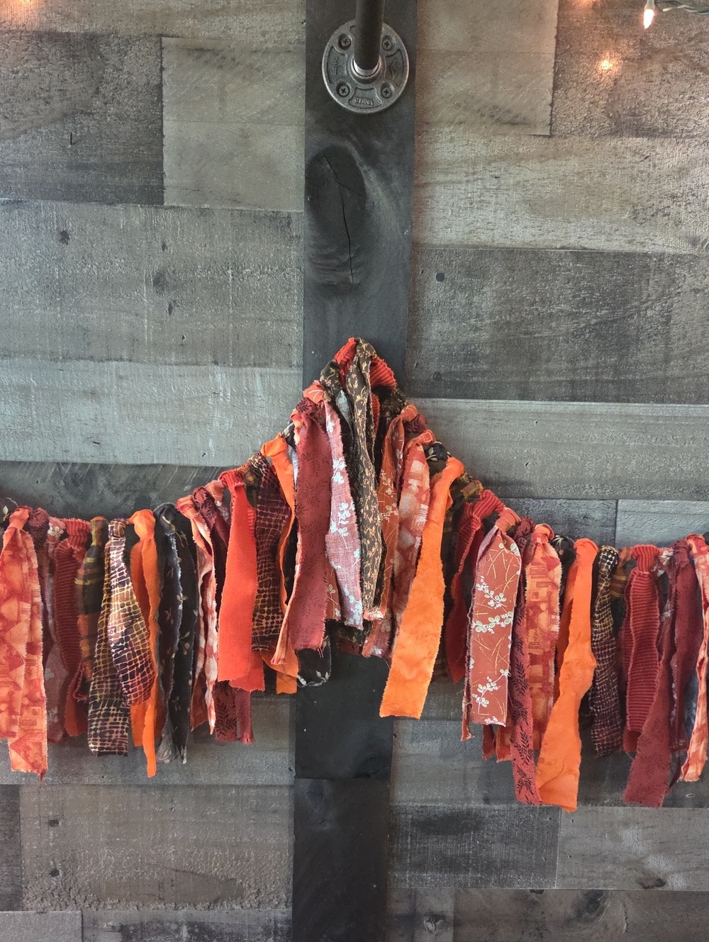 Fall Fabric Boho Garland - Orange Rustic Home Holiday Decor Approx. 58"
